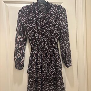 Chic Animal Print Long Sleeve Dress